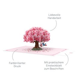 Carte pop-up Arbre cœur avec tourterelles