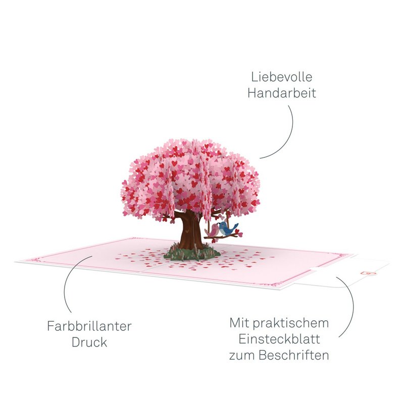 Carte pop-up Arbre cœur avec tourterelles