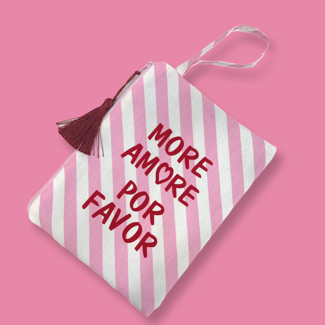 Cosmetic bag stripes "More Amore Por Favor"