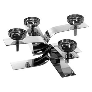 Maxi-Teelichhalter PASSIONA 4-flammig glatt silberfarben 42 cm Durchmesser 16.5 cm Höhe