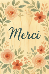 WOOD POSTCARD / THANK YOU PASTEL FLOWERS