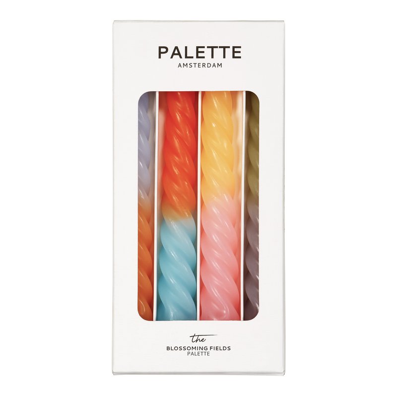 4 Twisted Dip Dye Spitzkerzen – Blossoming Fields – 4er-Set