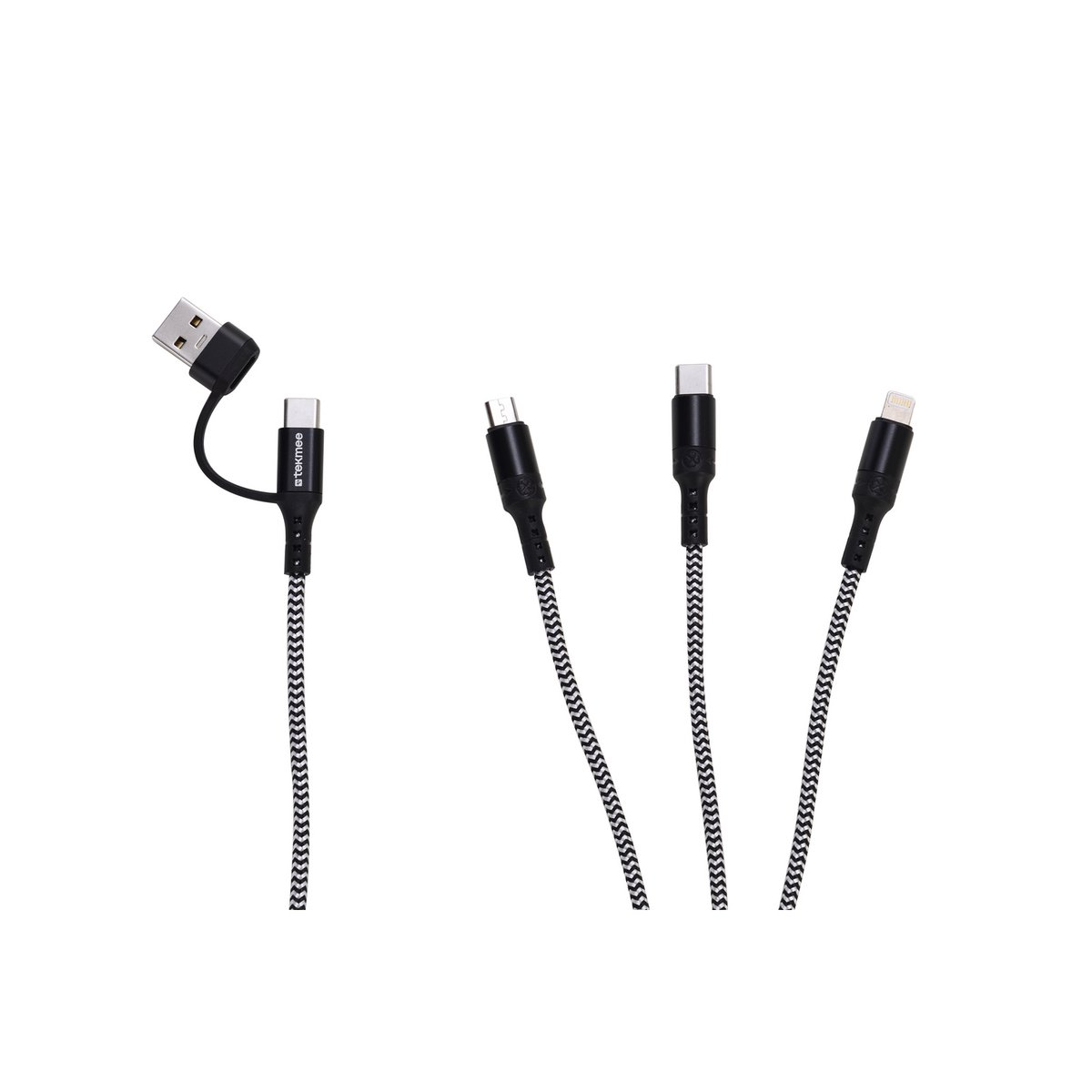 3-in-1-Kabel mit iPhone- und Smartphone-Anschlüssen