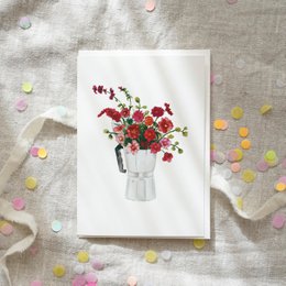 Wenskaart · Rood espressoboeket