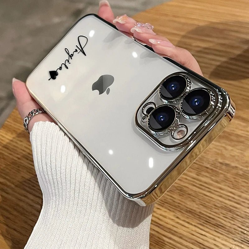 15 16 Pro Max personnalisé nom personnalisé pour iPhone 16 15 14 13 12 11 Pro Max placage Transparent couverture transparente 16 Pro Max