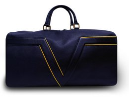 Bolsa de viaje VISTA AL LAGO. Colección Initial - Azul marino - Bordes amarillos