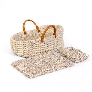 Knitted doll travel cot 35cm