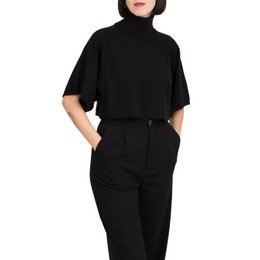AMY - Poncho corto con cuello alto de puro cashmere