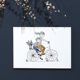 Print Bike Ride Boy - Mutter und ihr Sohn auf einem Fahrrad