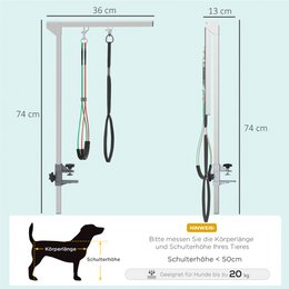 Trimmtisch für Hunde Hundepflegetisch klappbar, Haustierpflegetisch mit höhenverstellbarem Galgen, Schlingen, rutschfest Oberfläche, Schertisch bis 150 kg, 91,5 x 61,5 x 76 cm, Schwarz