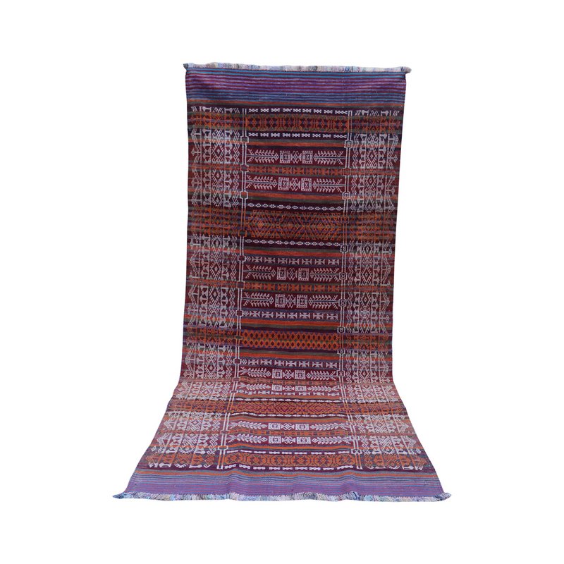 Tapis Vintage Baluch Soumak Aubergine