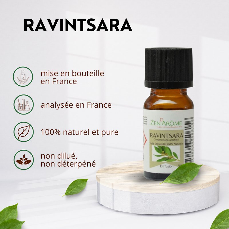 Huile Essentielle – Ravintsara - 10 ml – Utilisation pour la Diffusion – Conditionnée en France