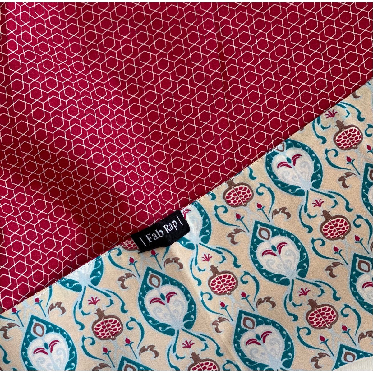Furoshiki gaveindpakning - 6 stykke Teal & Cherry Bundle - Stof gaveindpakning