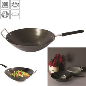 Wokpan Ø33 cm - deep non -stick stir -fry pan for induction, gas & electric - wok with handle for Asian dishes - suitable for all heat sources - black