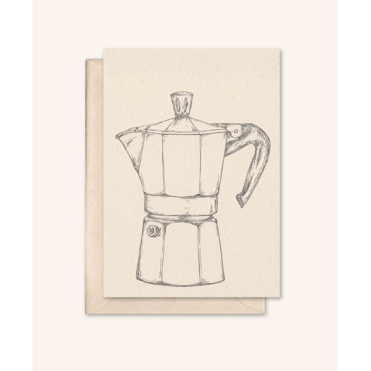 Carte durable + enveloppe | Cafetière Moka | fleur de sureau