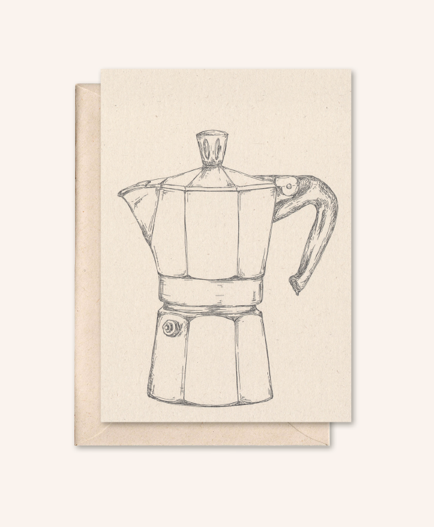 Carta sostenibile + busta | Caffettiera Moka | Fiore di sambuco