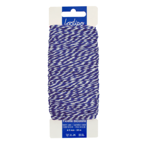 ZWEIFARBIGE BAUMWOLLGARN – BLAU & WEISS – ø 2 mm – 50 m – 1 Stück – 1 Farbe