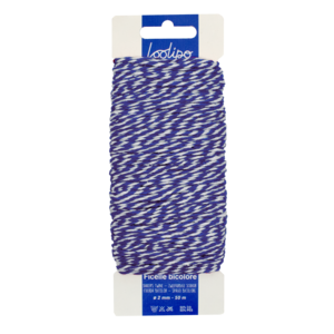 ZWEIFARBIGE BAUMWOLLGARN – BLAU & WEISS – ø 2 mm – 50 m – 1 Stück – 1 Farbe