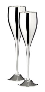 EDZARD set of 2 champagne flute Dodo, noble silver-plated, height 23 cm, capacity 200 ml