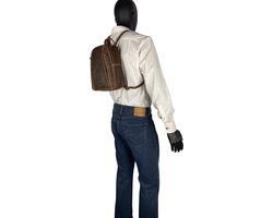 Small cognac color leather ladies backpack from arrigo - elegant light brown buffalo leather