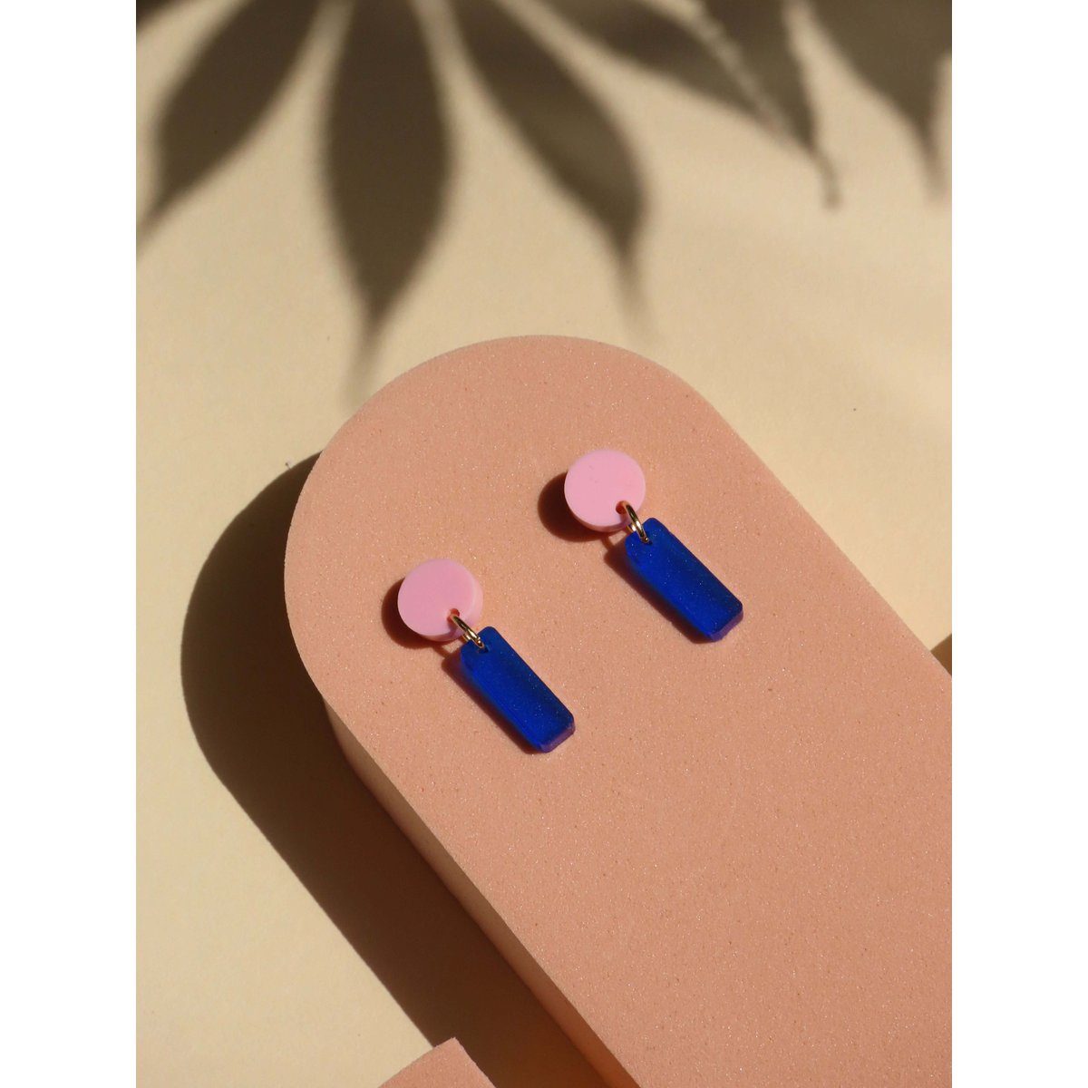 Mini Sticks Statement Oorbellen - roze inktblauw