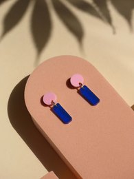 Orecchini Statement Mini Sticks - rosa blu inchiostro