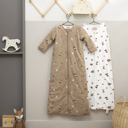 Sovepose 4-sæson interlock jersey Skovdyr Sand one size