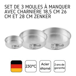 Set van 3 springvormen springvorm 18,5 cm + 26 cm + 28 cm Zenker Silver