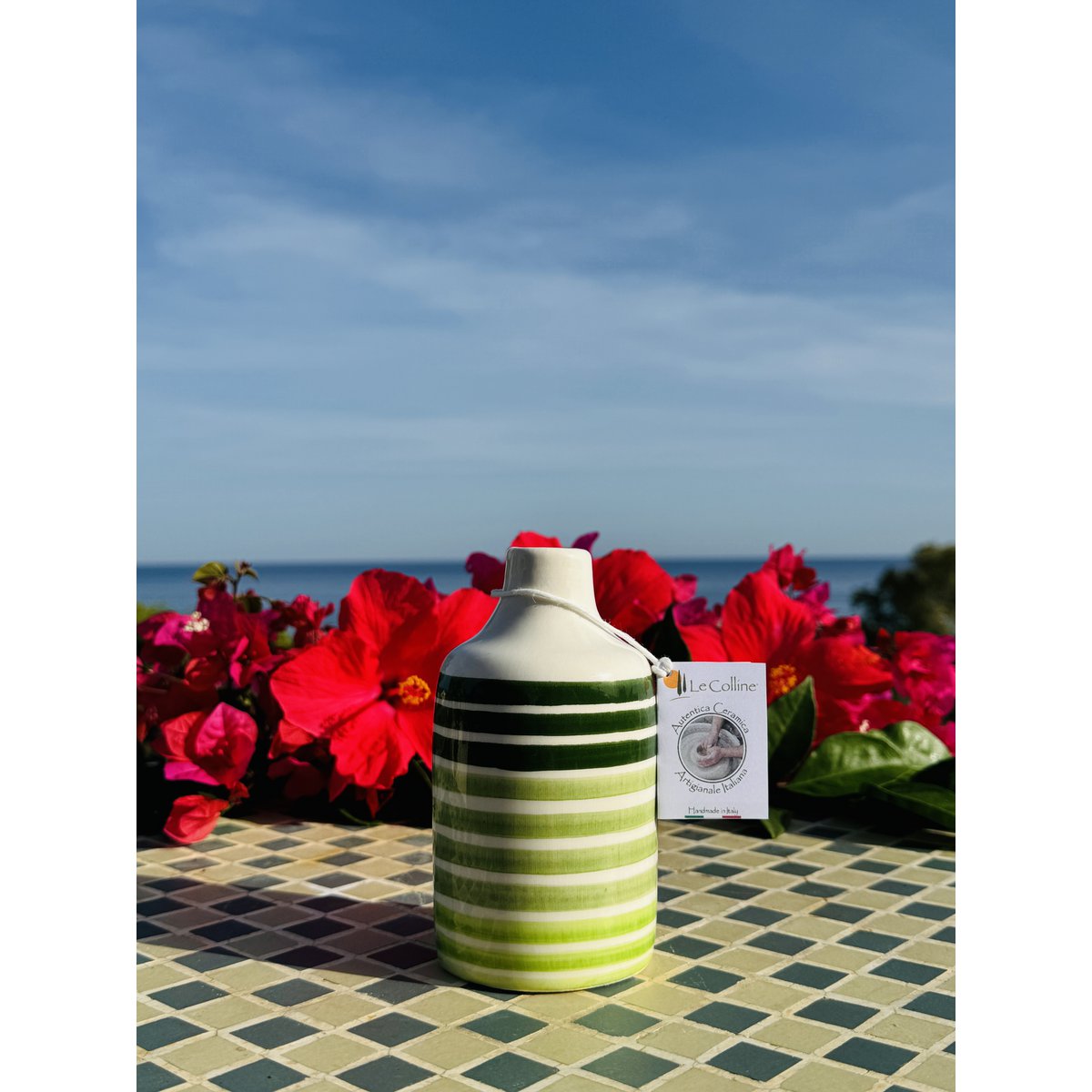 Ręcznie robiona butelka olejowa dawców oleju z dzbanem ceramiczna butelka „linee” dla oliwy z oliwek i octu około 250/500 ml