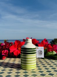 Håndlavet olieflaske med olie donorer olie jug keramisk flaske "linee" til olivenolie & eddike omkring 250/500 ml