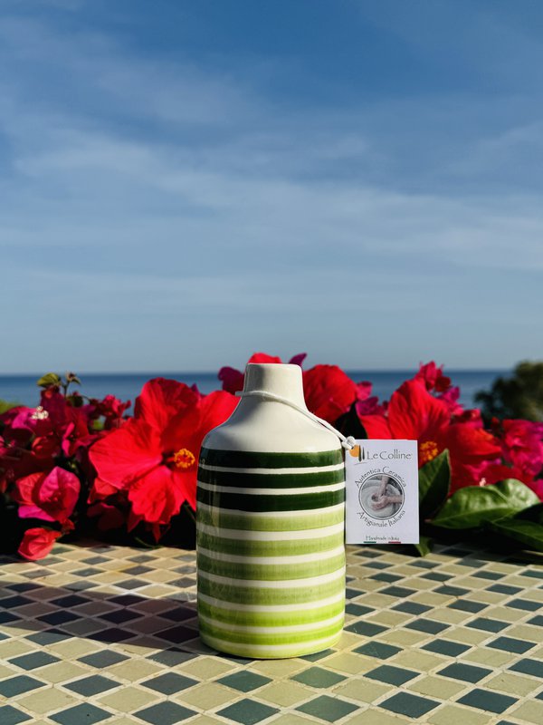 Håndlavet olieflaske med olie donorer olie jug keramisk flaske "linee" til olivenolie & eddike omkring 250/500 ml