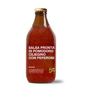 Kant-en-klare cherrytomatensaus met biologische paprika 330g