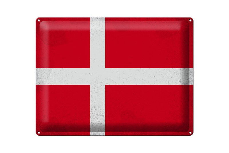 Tin Sign Flag Denmark 40x30cm Flag of Denmark Vintage