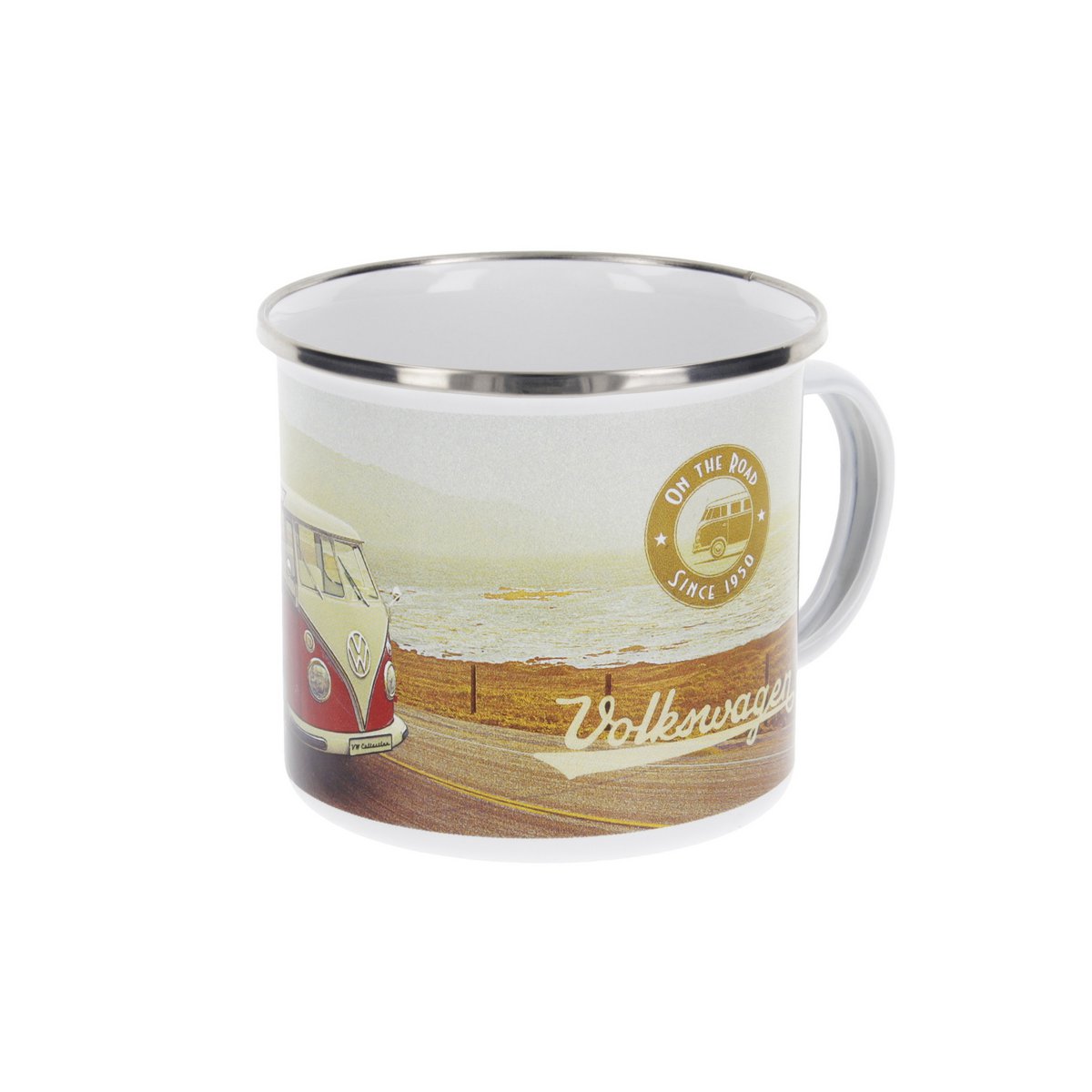 Volkswagen VW T1 Bus Emaille Mok 500ml in Geschenkdoos - Snelweg/Veelkleurig