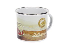 Volkswagen VW T1 Bus - Tazza smaltata da 500 ml in confezione regalo, autostrada/multicolore