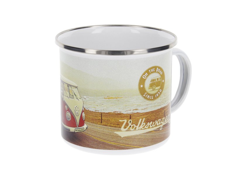 Volkswagen VW T1 Bus - Tazza smaltata da 500 ml in confezione regalo, autostrada/multicolore