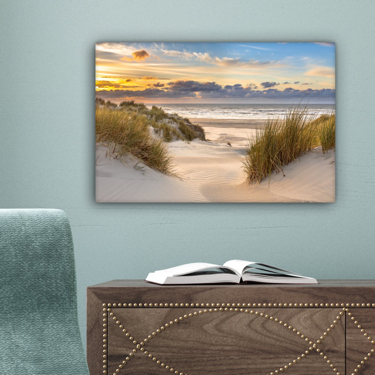 Pintura de lona - Decoración de la pared Beach - Dune - Grass - Sunset - Sala de decoración de la pared - Decoración del dormitorio - Accesorios de habitaciones - Pinturas sobre lienzo
