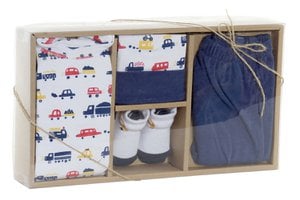 BABY SET 4 COTTON 36X20X6 180 GR 0-6 MONTHS BLUE BE173704