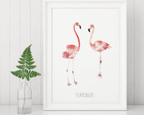 Flamingo Watercolour Art Print