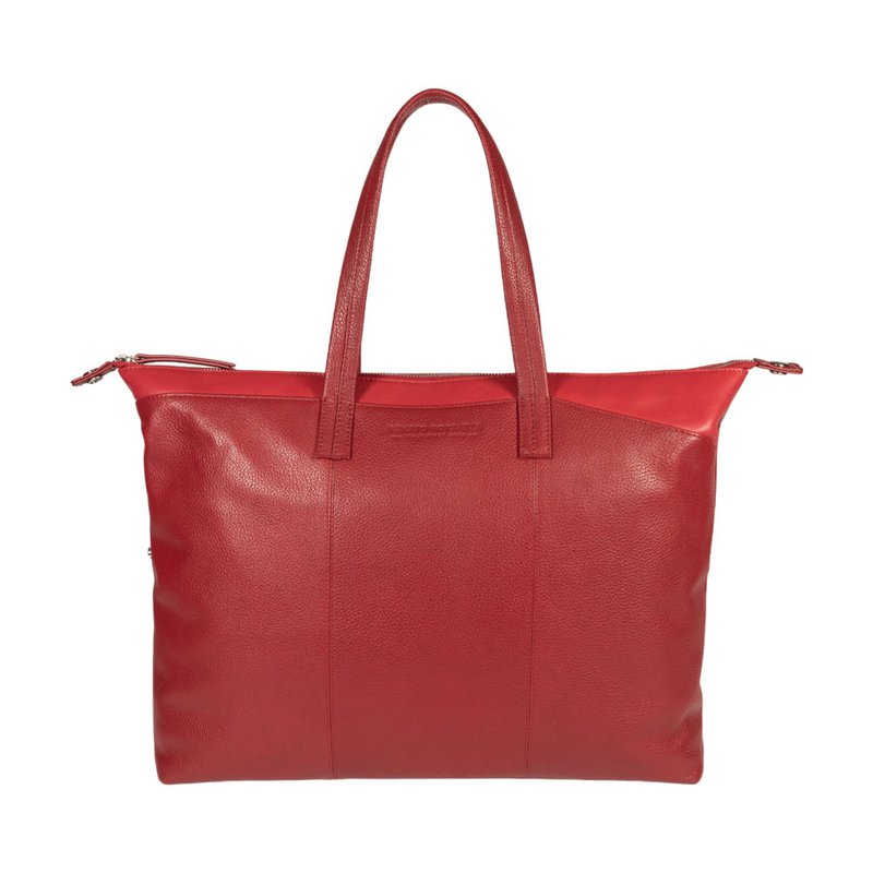 RB2004V | Borsa Shopping Trasformabile in Bauletto in Vera Pelle pieno fiore, grana dollaro/leggera. Doppio manico. Colore Rosso. Dimensioni: cm 43 x 36 x 14. Confezione: Sacchetto in Tessuto non Tessuto