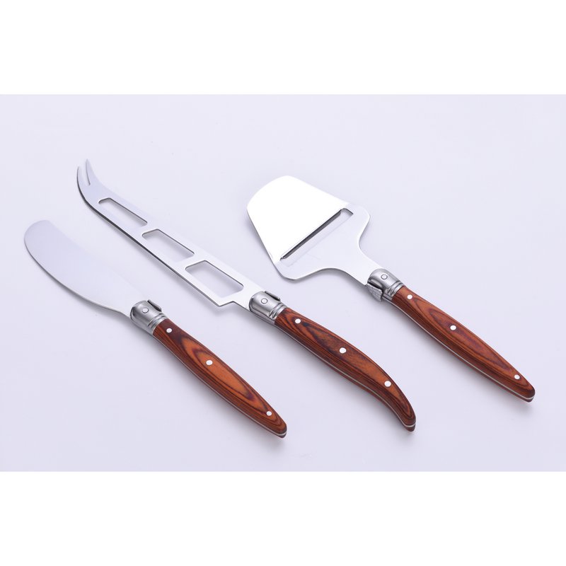 LAGUIOLE HERITAGE Set of 3 knives: for butter and cheese - Wooden box