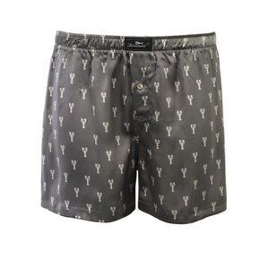 Boxershorts aus gewebter Seide, graues Hummer-Design