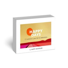 A set of 12 colorful landscape-themed greeting cards with a "Happy Days" message. The cards feature abstract, geometric designs in a variety of vibrant colors and shapes, capturing the beauty and tranquility of natural landscapes.