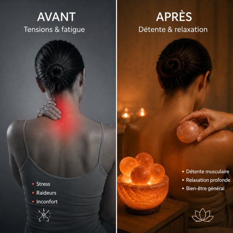 Himalaya-Salzkristalllampe – 4 Massagekugeln 2 kg – Naturmaterial – Geschenk- und Dekorationsidee