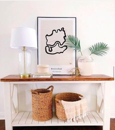 Wall art featuring a minimalist illustration of Rotterdam's iconic skyline. Available in multiple sizes to suit any space.