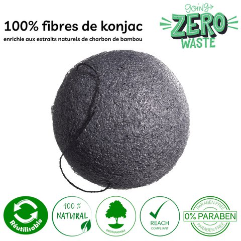 Zero waste Konjac Natural Konjac Face with bamboo coal