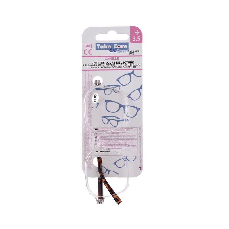 Reading glasses - Camille Transparent and tortoiseshell +3.5