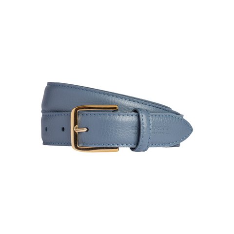 RB4023P | In Italien hergestellter Damengürtel aus echtem genarbtem Dollar-Leder. Schnalle in glänzendem Goldfinish. Luftfahrtfarbe. Maße: 115 x 3,0 x 0,5 cm (Taillenumfang 100 cm)