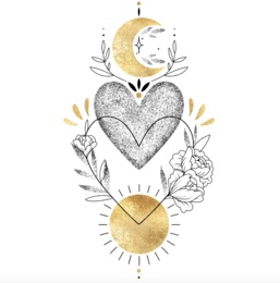 Sioou temporary tattoo - Moon heart sun x5