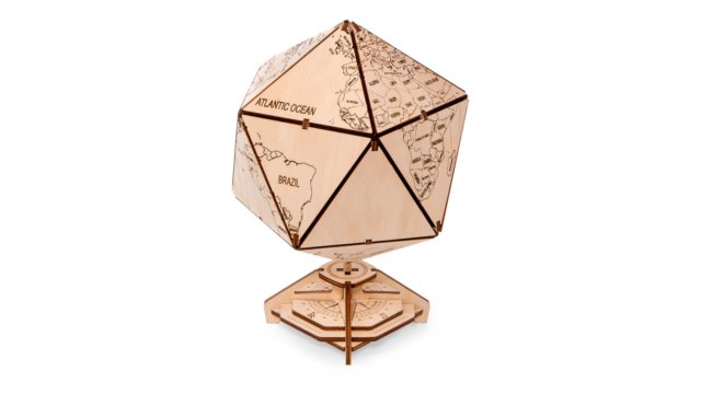 Eco Wood Art Icosadrian Globe, 1362, 16.4x16.4x23cm